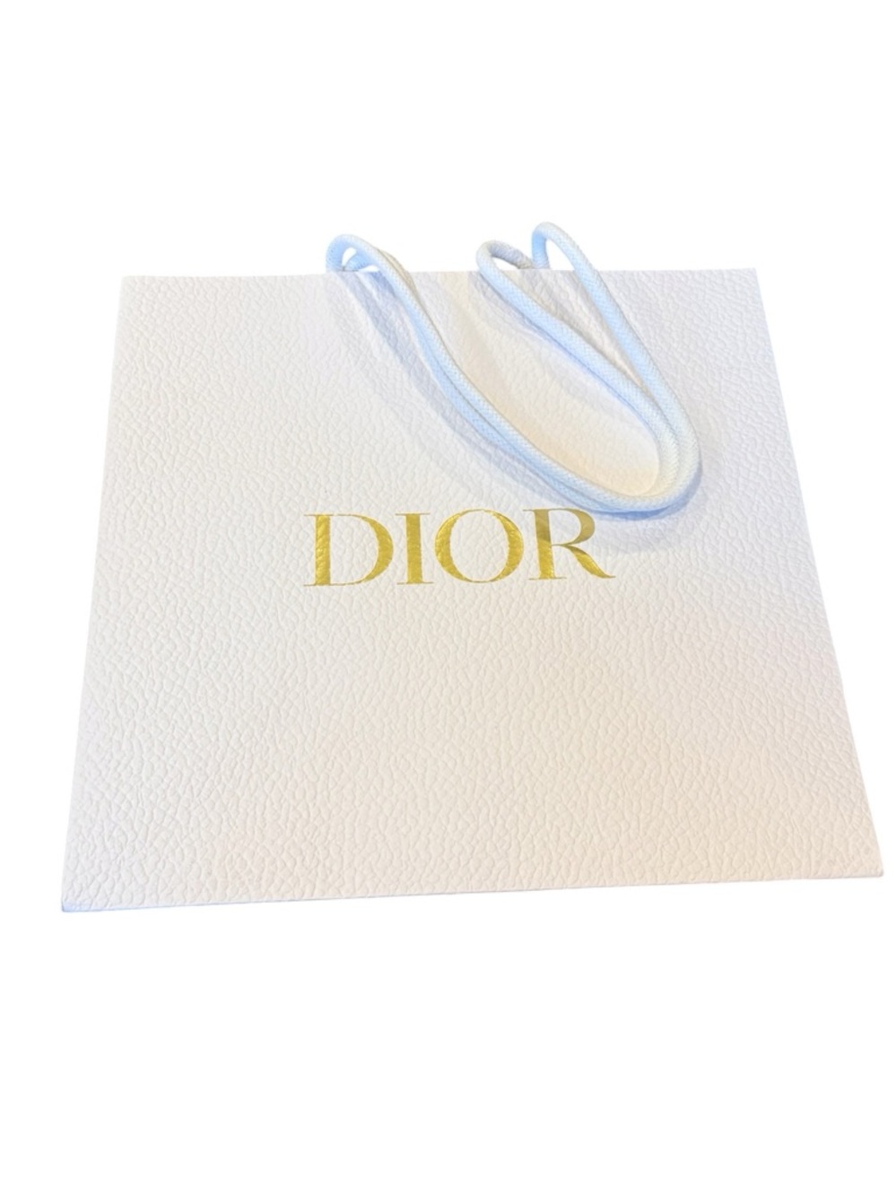 Christian Dior White Gold Logo Shopping Gift Bag with Cord Handles 9.5x9.5